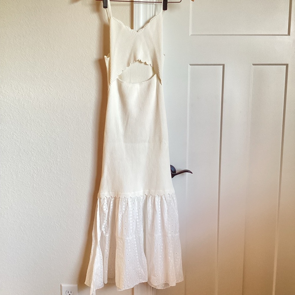 Anthropologie White Cutout Eyelet Midi Dress bride bridal wedding party sexy hot - Picture 5 of 15